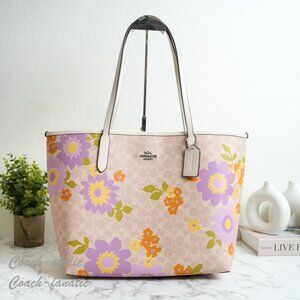 NWT Coach CBG71 City Tote Bag In Signature Canvas With Floral Print